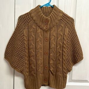 Proof Excellence Earth Brown Drop Sleeve Button Up Sweater Size M